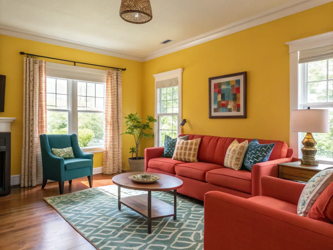 A photograph displaying a freshly painted room with vibrant colors and smooth surfaces, highlighting the transformative effect of professional painting services on interior spaces.